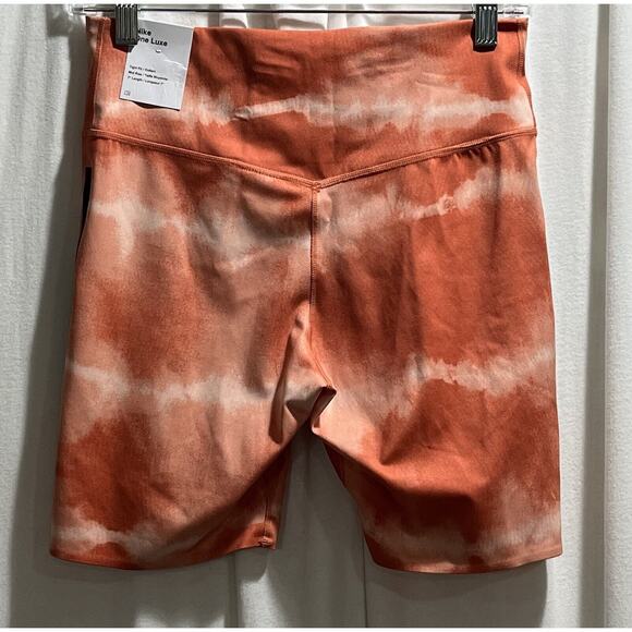 Women's Nike One Luxe Bike Training Shorts 7" Orange Black stripe Sz Med New - Picture 6 of 14